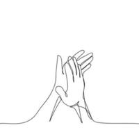 Continuous one line drawing, hand drawn of hands up, clapping ovation. hands gesture on doodle style. vector illustration