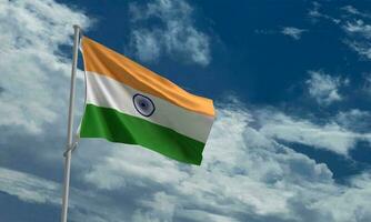 india flag nation country blue sky background copy space cloudy celebration festival indian person people freedom independence patriotism holiday symbol season culture government politic.3d render photo