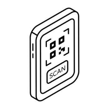 un lineal diseño icono de móvil código de barras web vector