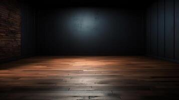 Cleanse light somber divider with stunning chiaroscuro and wooden floor. Enable foundation for thing introduction. Creative resource, photo