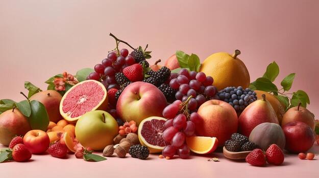 Diverse differentiating progressed characteristic things on light pink establishment. Creative resource, photo