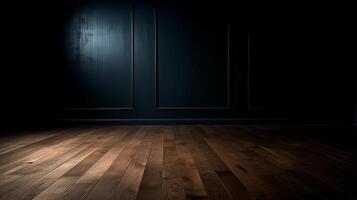 Cleanse light somber divider with stunning chiaroscuro and wooden floor. Engage foundation for thing introduction. Creative resource, photo