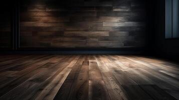 Cleanse light somber divider with stunning chiaroscuro and wooden floor. Bolt in foundation for thing introduction. Creative resource, photo