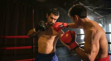 Punching is one of the master techniques of Muay Thai that is used to kick and lift to prevent kicks. which boxers are popularly used as weapons, Muay Thai,Thai martial arts. photo