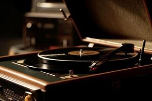 Retro Vinyl Record Player. photo