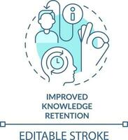 Improved knowledge retention turquoise concept icon. Microtraining benefit abstract idea thin line illustration. Isolated outline drawing. Editable stroke vector