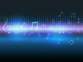 Abstract Shiny Sound Bars Background With Music Notes. vector