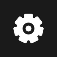 Settings gear dark mode glyph ui icon. Configurate device. Developer mode. User interface design. White silhouette symbol on black space. Solid pictogram for web, mobile. Vector isolated illustration