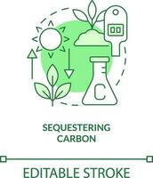 Sequestering carbon green concept icon. Reducing CO2 pollution. Net zero abstract idea thin line illustration. Isolated outline drawing. Editable stroke vector