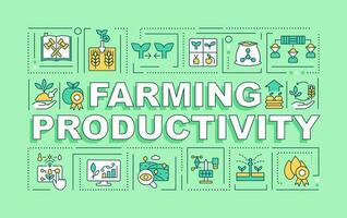 Farming productivity word concepts green banner. Agribusiness. Infographics with editable icons on color background. Isolated typography. Vector illustration with text