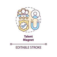 Talent magnet concept icon. Safe reputation company. Employee engagement abstract idea thin line illustration. Isolated outline drawing. Editable stroke vector