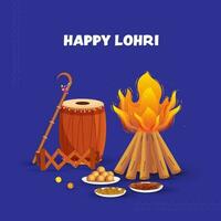 Happy Lohri Celebration Background With Festival Elements. vector