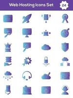 Set of Web Hosting Icon In Gradient Blue And Purple Color. vector