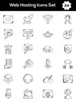 Black Line Art Set of Web Hosting Icon. vector