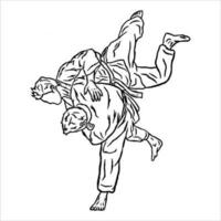 ilustraciónjiu jitsu combatiente lanzar adversario en batalla vector