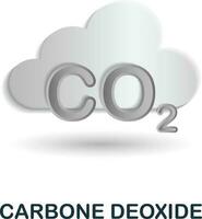 Carbone Deoxide icon. 3d illustration from climate change collection. Creative Carbone Deoxide 3d icon for web design, templates, infographics and more vector