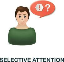 Selective Attention icon. 3d illustration from cognitive skills collection. Creative Selective Attention 3d icon for web design, templates, infographics and more vector