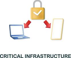 Critical Infrastructure icon. 3d illustration from cybercrime collection. Creative Critical Infrastructure 3d icon for web design, templates, infographics and more vector