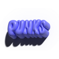 Raster 3d modeling clay word - Punks. Realistic 3d render lettering. Creative monochrome colorful design. 00s volume style illustration. png