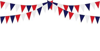 Bunting Hanging Red White Blue Flags Triangles Banner Background. United State of America, France, Thailand, New Zealand, Netherland, British, Great Britain. vector