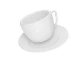 Coffee cup or ceramic tea cup with white plate cappuccino espresso tea caffeinated beverage illustration 3d rendering photo