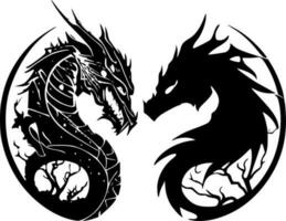 dragones - minimalista y plano logo - vector ilustración