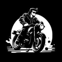 Biker, Black and White Vector illustration