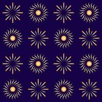 Repeat-less Fireworks Pattern Background In Orange And Blue Color. vector