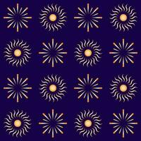 Repeat-less Fireworks Pattern Background In Orange And Blue Color. vector