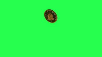 grren screen Falling one dolar coin. video