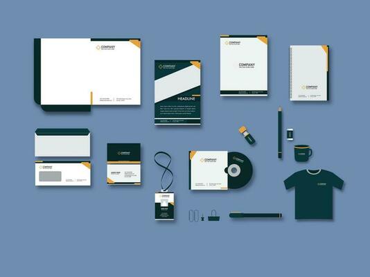 Corporate Identity Branding Kit Including Annual Report, Flyer, Letterhead, Visiting, Id Card And Other Elements.