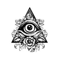 Eye in triangle illustration is a symbol of mystery and intrigue, perfect for those looking to add a touch of mysticism to their designs. vector