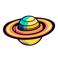A colorful drawing the planet saturn in the center png