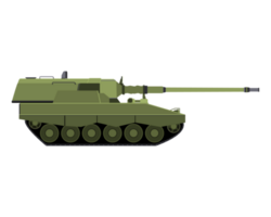 självgående haubits i platt stil. tysk 155 mm panzerhaubitze 2000. militär armerad fordon. detaljerad png färgrik illustration.
