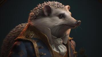 hedgehog victorian, digital art illustration, photo