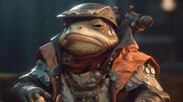 generous toad lawman, digital art illustration, photo