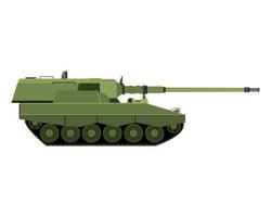 Self-propelled howitzer in flat style. German 155 mm Panzerhaubitze 2000. Military armored vehicle. Colorful vector illustration isolated on white background.