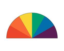 Rainbow colored semicircle. Iridescent colors diagram sectors. Colourful segmented palette. Color chart. Vector isolated eps illustration