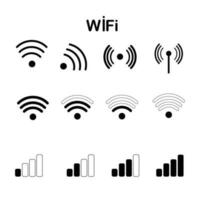 Wireless icon set. no wifi. Different Wi Fi signal levels. Vector illustration on a white background