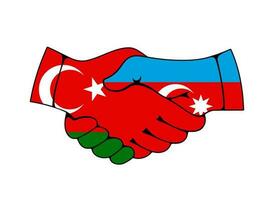 Handshake with flags of Turkey and Azerbaijan vector