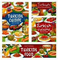 Turkish cuisine food, authentic national dishes vector