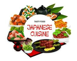 Japanese cuisine traditional authentic dishes vector