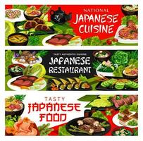 Japanese food Japan cuisine restaurant menu dishes vector