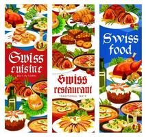 Swiss food cuisine restaurant vector banners set