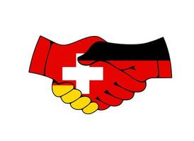 Germany and Switzerland partnership handshake vector