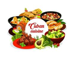 Cuban national cuisine round vector banner