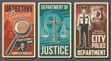 Detective bureau, justice and police department vector