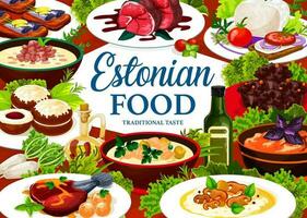 Estonian cuisine vector dishes Estonia food poster