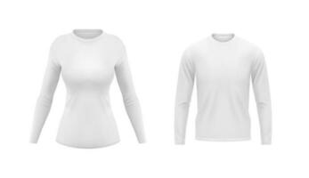 blanco camisas con largo mangas para hombres y mujer vector