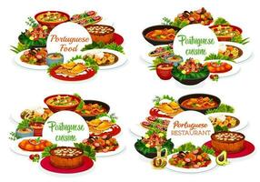 Portugal cuisine vector menu cover Portuguese food